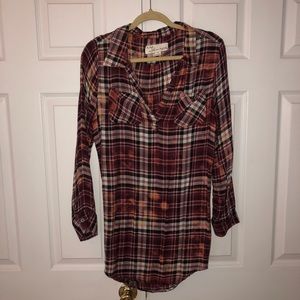 Maroon acid wash flannel